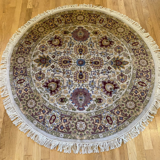 Vintage Rug, 4' 6 x 4' 6 Cream