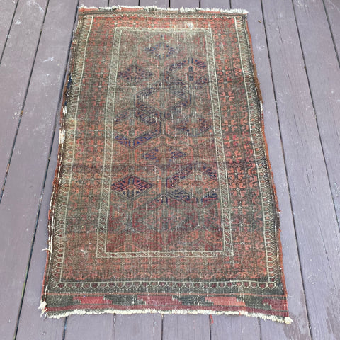 Antique Rug, 2' 7 x 4' 4 Brown