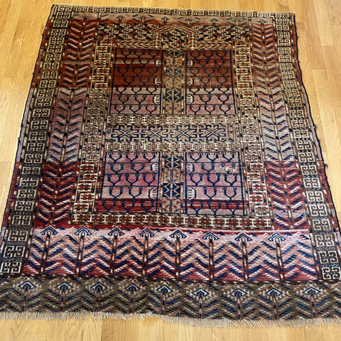 Vintage Rug, 4' x 4' 6 Brown