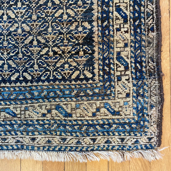 Antique Rug, 2' 7 x 4' 3 Blue