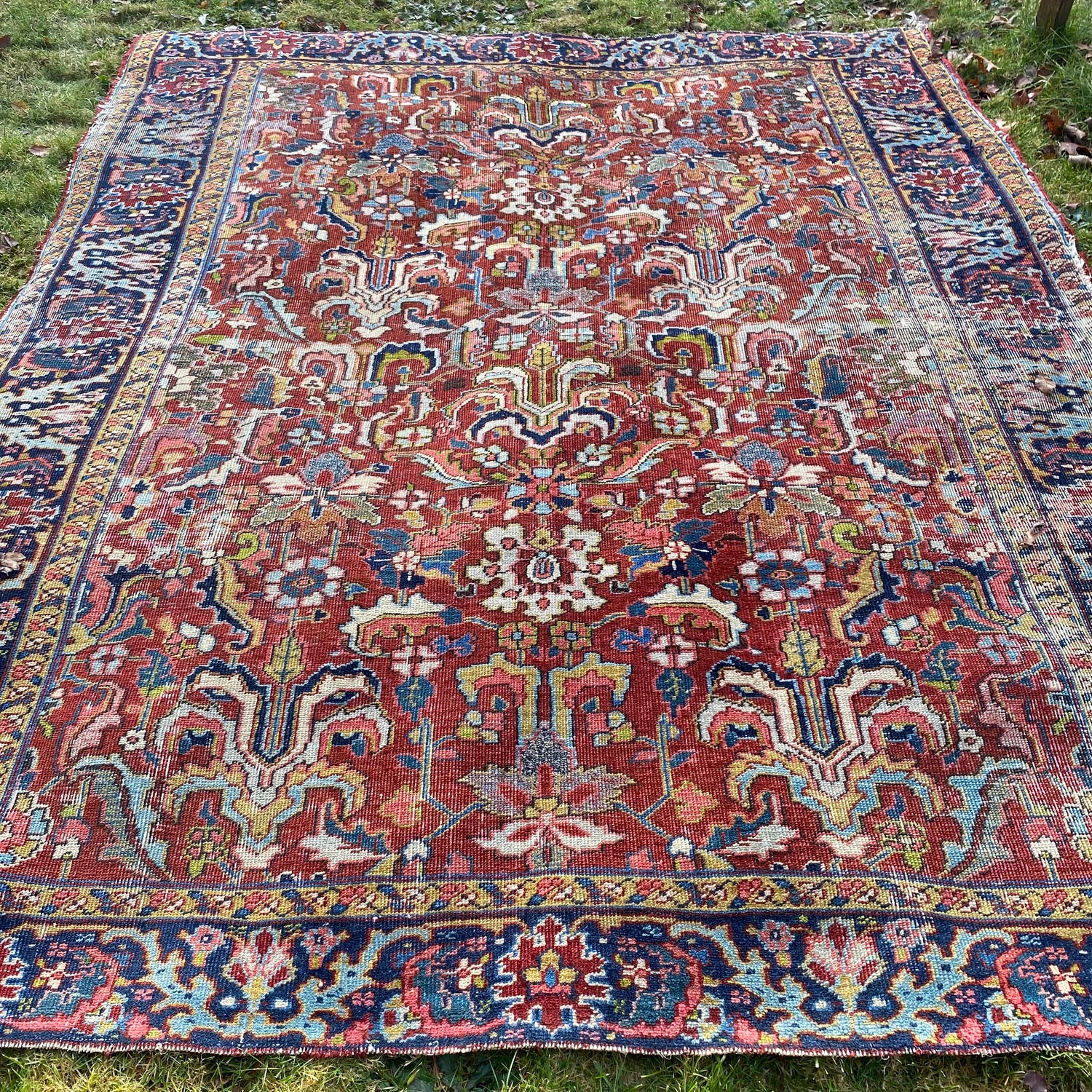 Persian Heriz Rug, 7' 2 x 8' 8 Vintage Red - Jessie's Oriental Rugs