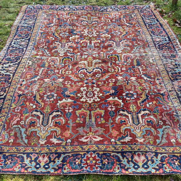 Vintage Rug, 7' 2 x 8' 8 Red
