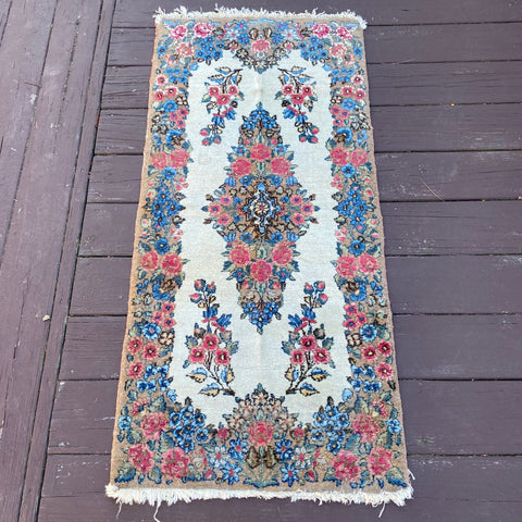 Vintage Rug, 1' 11 x 4' 3 White