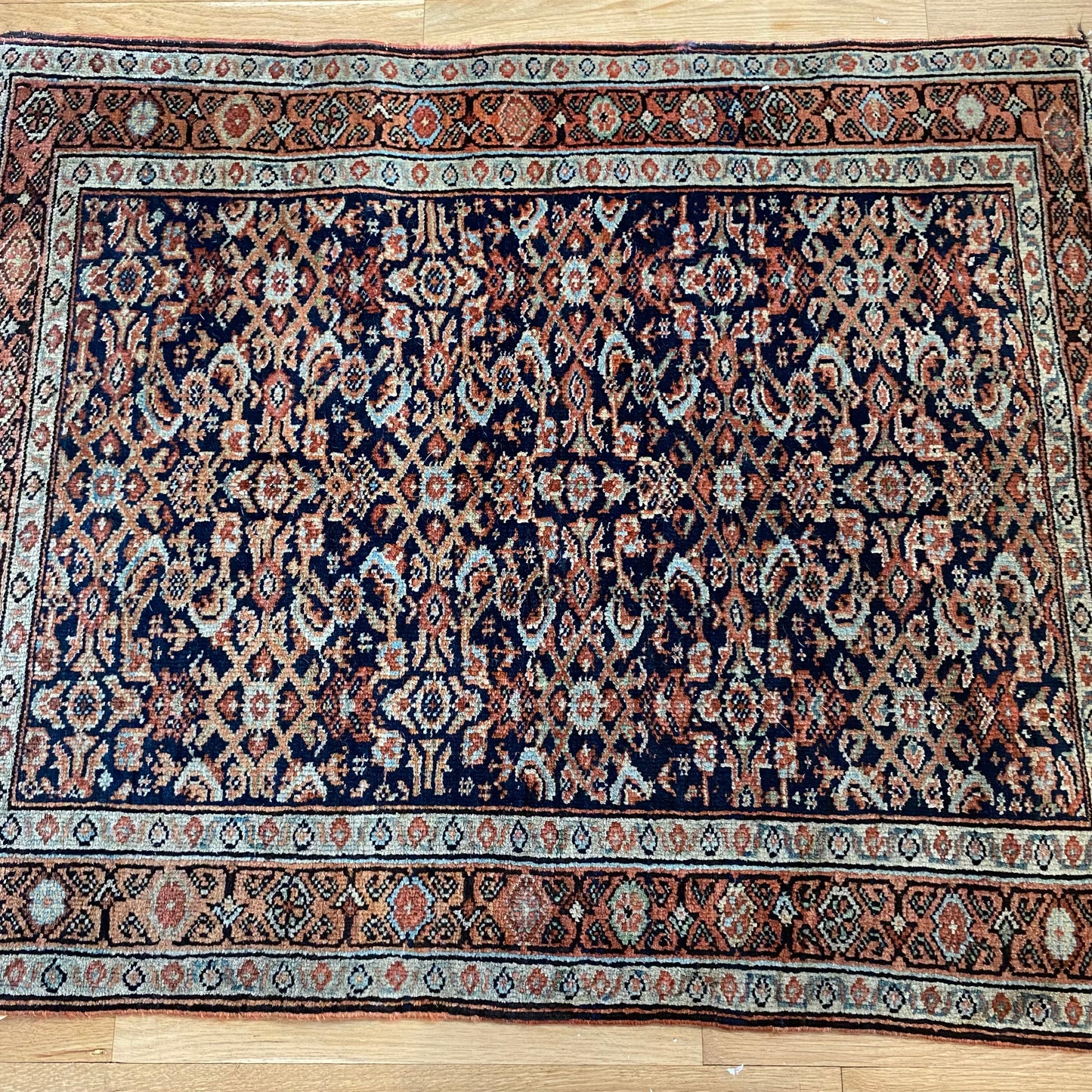 Persian Feraghan Rug, 2' 8 x 3' 2 Navy Vintage