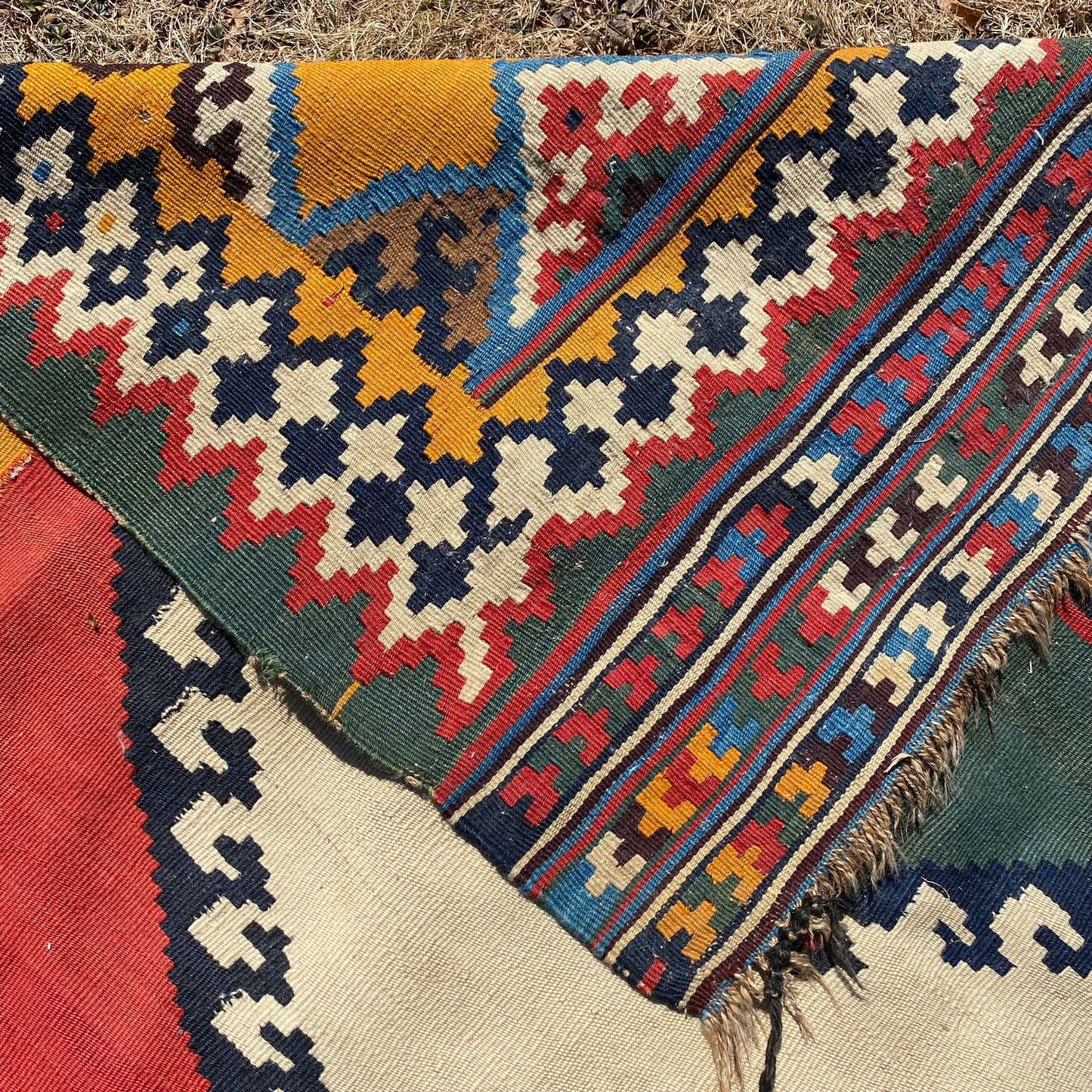 Qashqai Kilim Rug, 4' 10 x 8' 3 Vintage Red