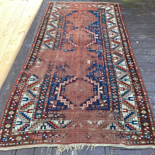 Antique Rug, 4' 5 x 8' 5 Blue