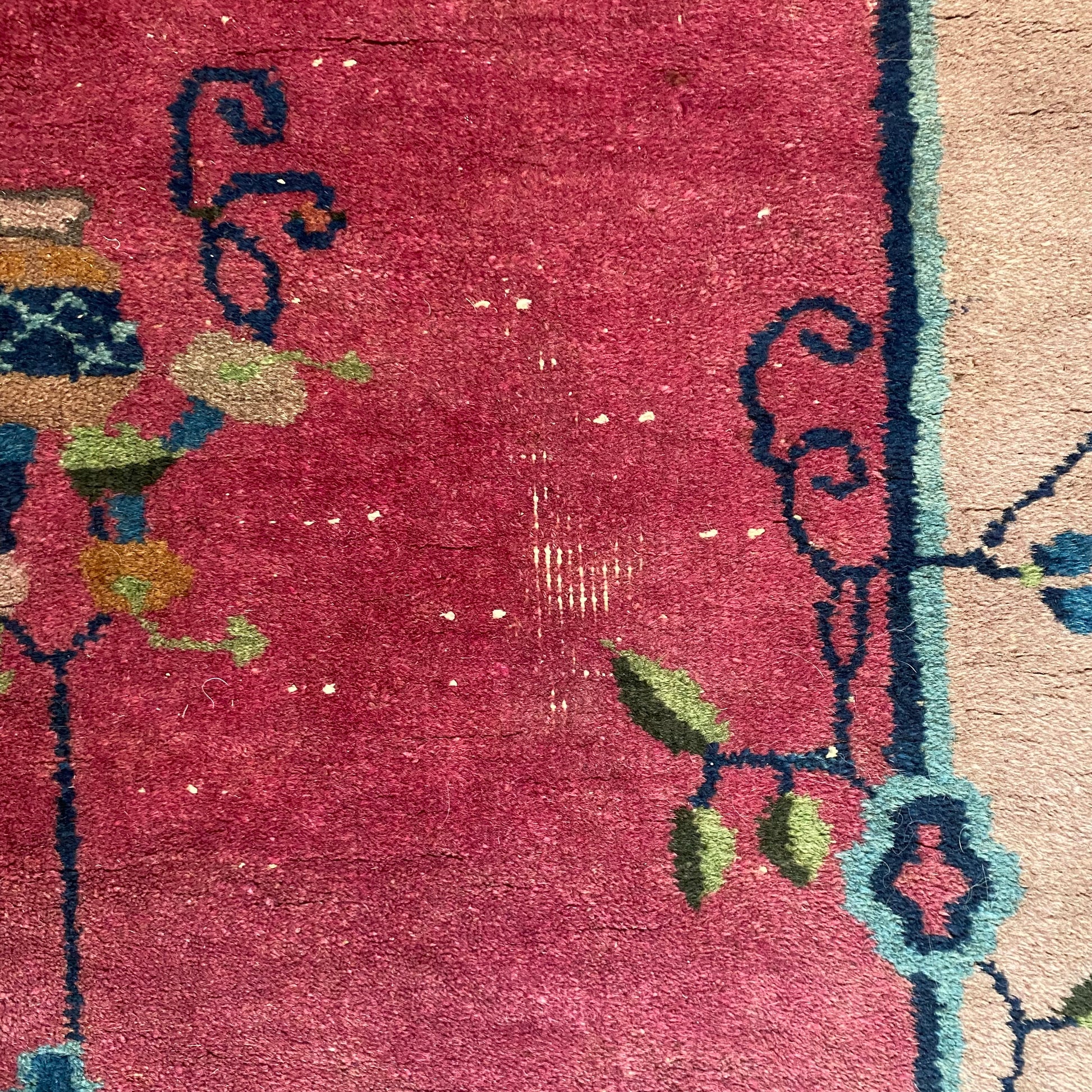 Chinese Nichols Rug, 2' x 3' 8 Vintage Dark Fuchsia - Jessie's Oriental Rugs
