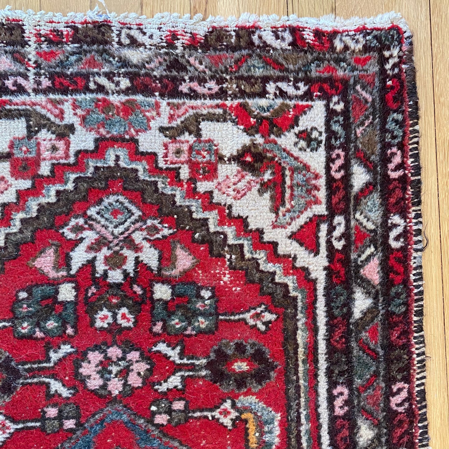 Persian Hamedan Rug, 2' 4 x 3' 11 Vintage White