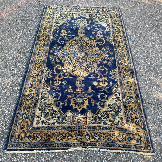 Vintage Rug, 3' 10 x 7' Blue