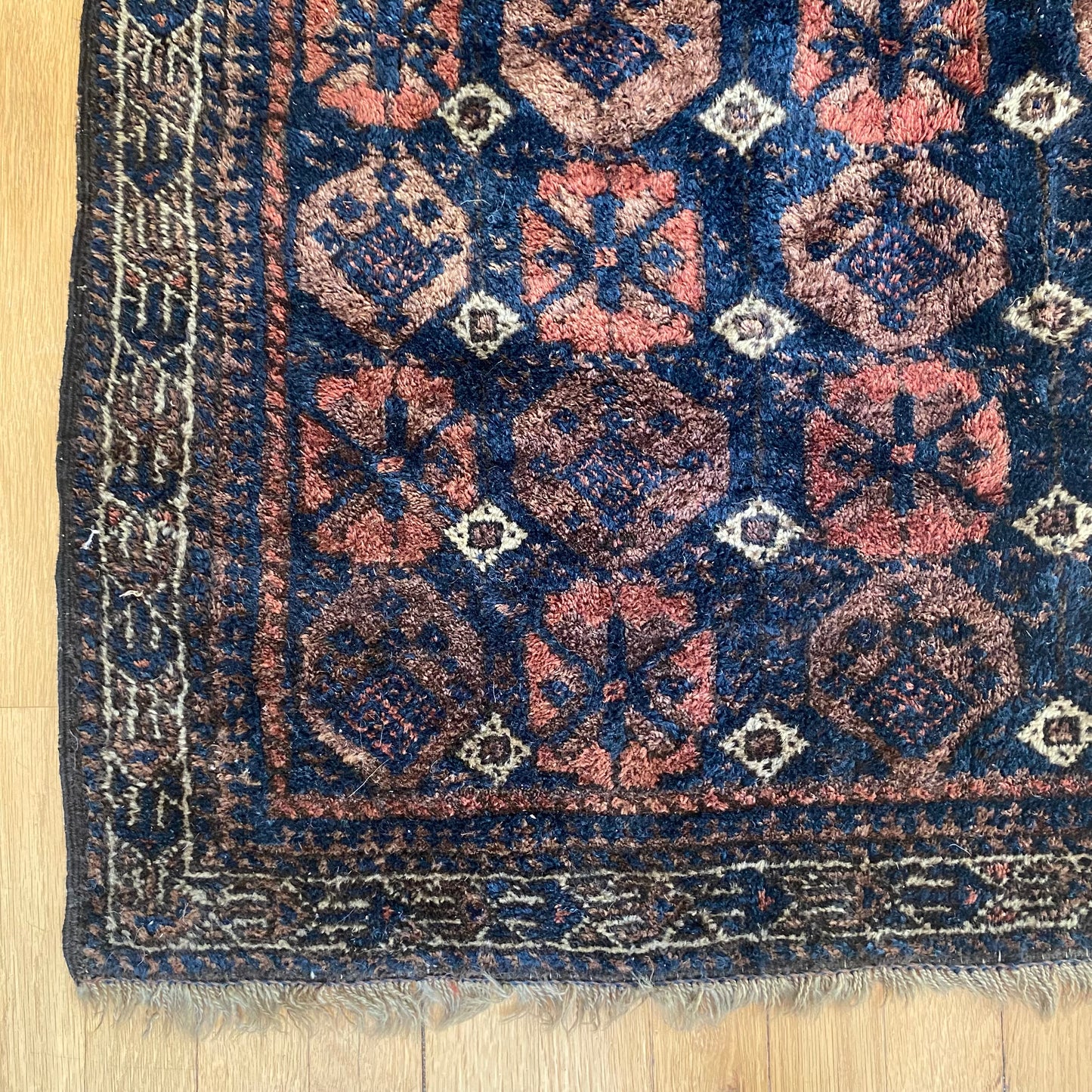 Vintage Rug, 3' 2 x 3' 5 Blue