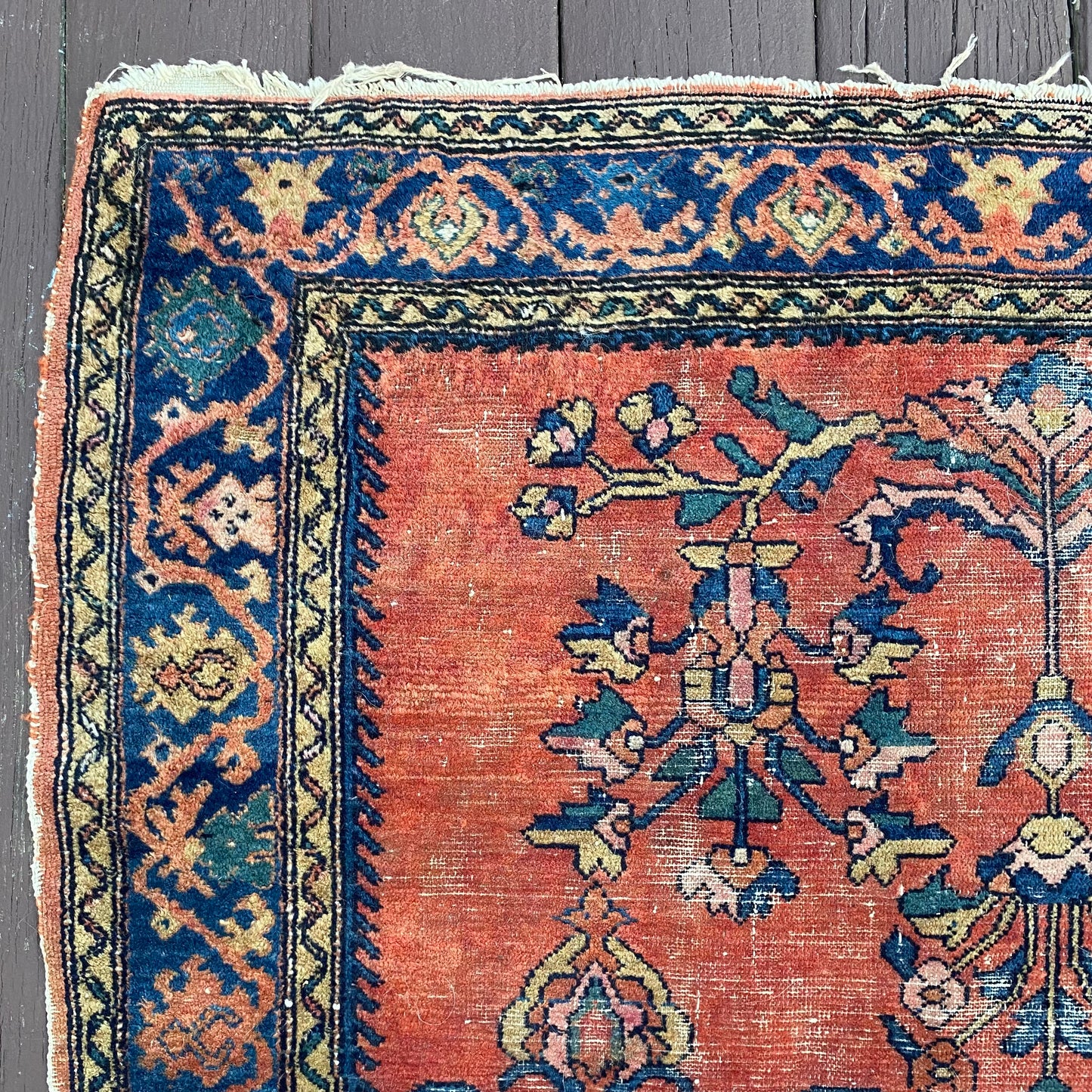 Vintage Rug, 3' 10 x 4' 5 Red Orange