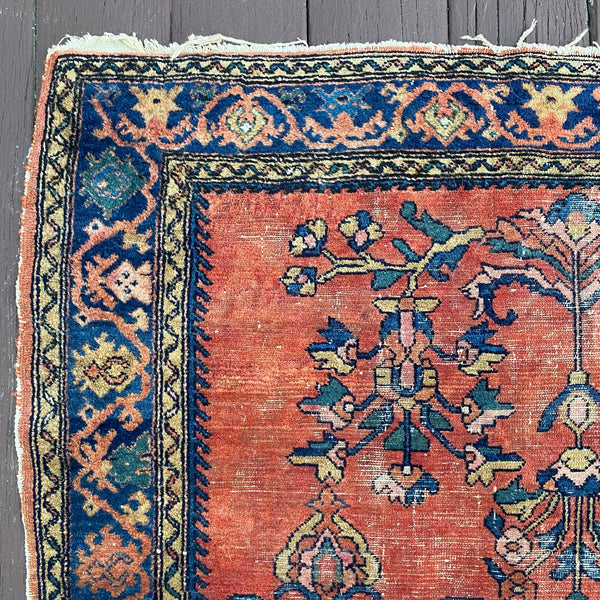 Vintage Rug, 3' 10 x 4' 5 Red Orange