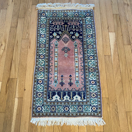 Vintage Rug, 1' 8 x 3' 5 Pink Prayer