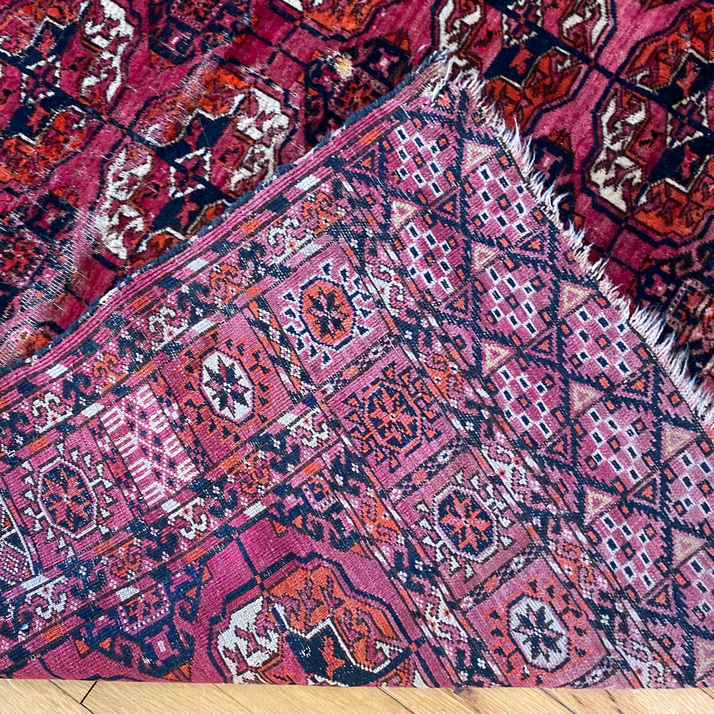 Antique Rug, 3' 5 x 4' 1 Pink Bokhara