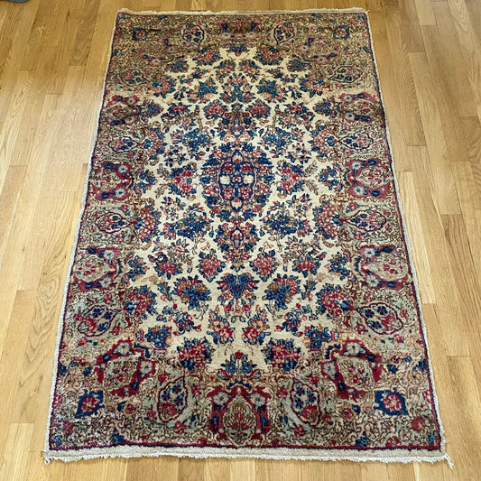 Vintage Rug, 3' x 4' 11 Cream