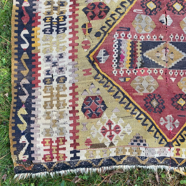 Vintage Rug, 4' x 10' 8 Turkish Kilim