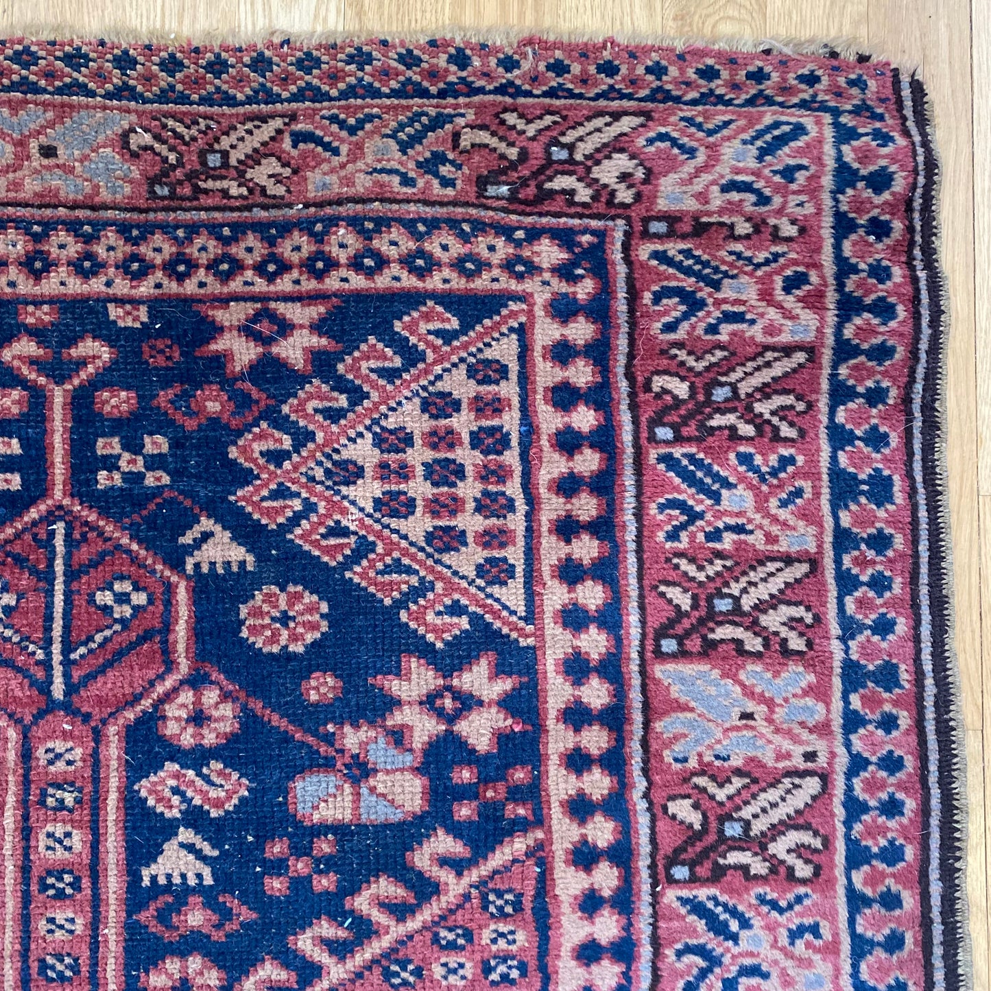 Vintage Rug, 3' x 4' 1 Blue Turkish