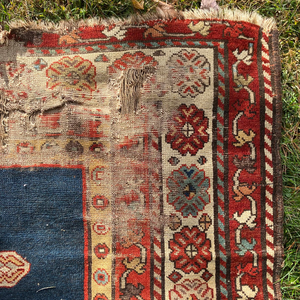 Antique Rug, 3' 5 x 7' 5 Blue