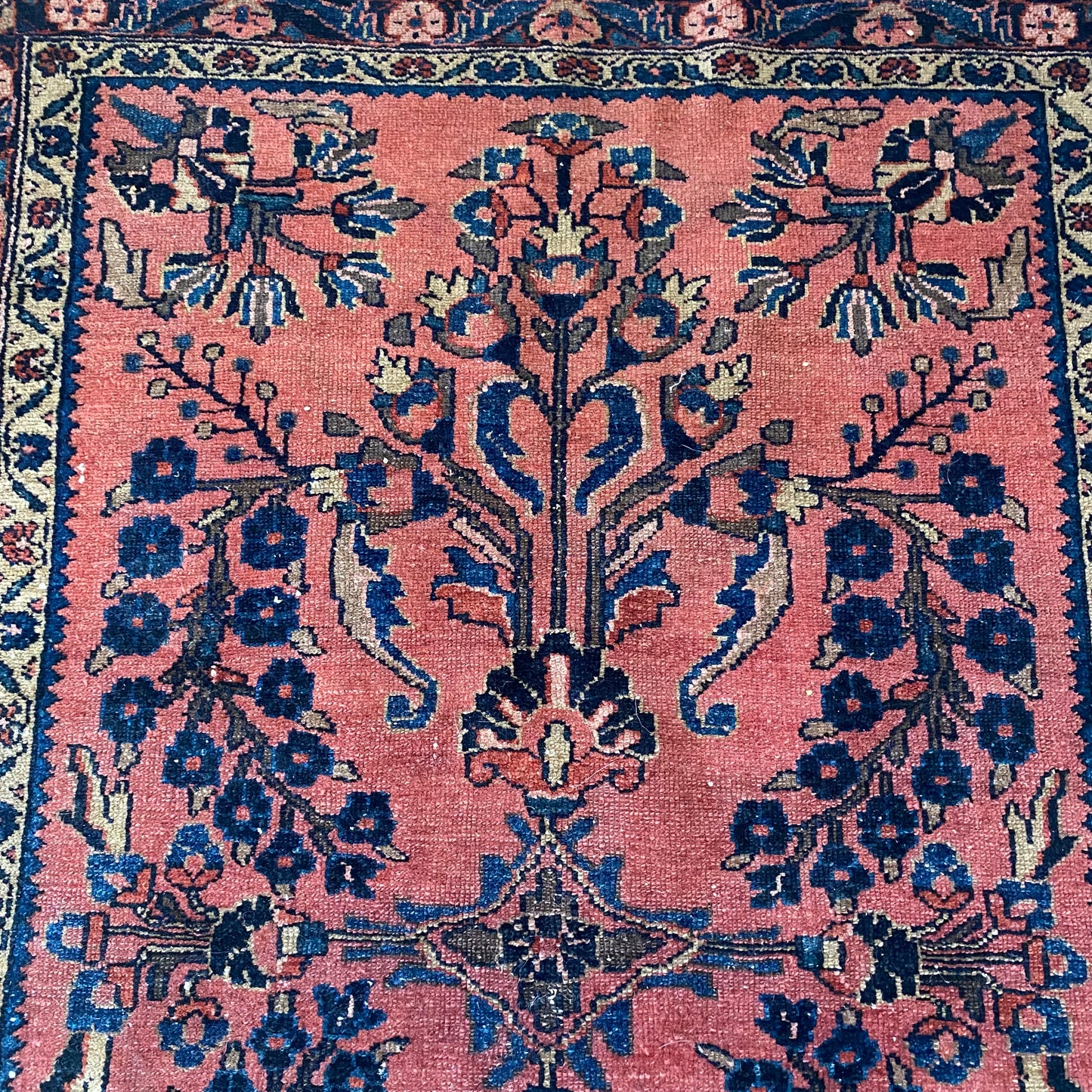 Persian Lilihan rug, 3' 6 x 4' 9 Vintage Dark Rose - Jessie's Oriental Rugs