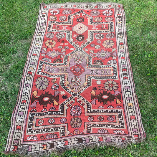 Vintage Rug, 3' 5 x 6' Red