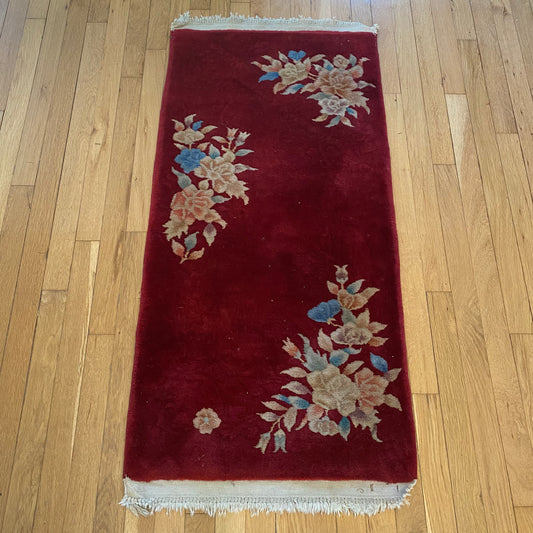 Vintage Rug, 1' 11 x 4' 2 Red Orange