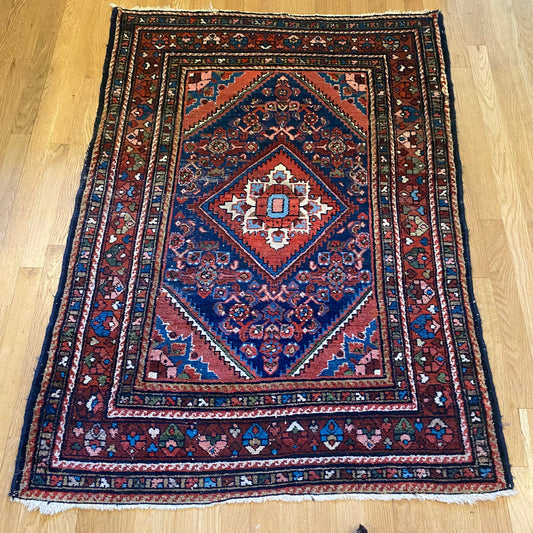 Vintage Rug, 3' 5 x 4' 10 Blue