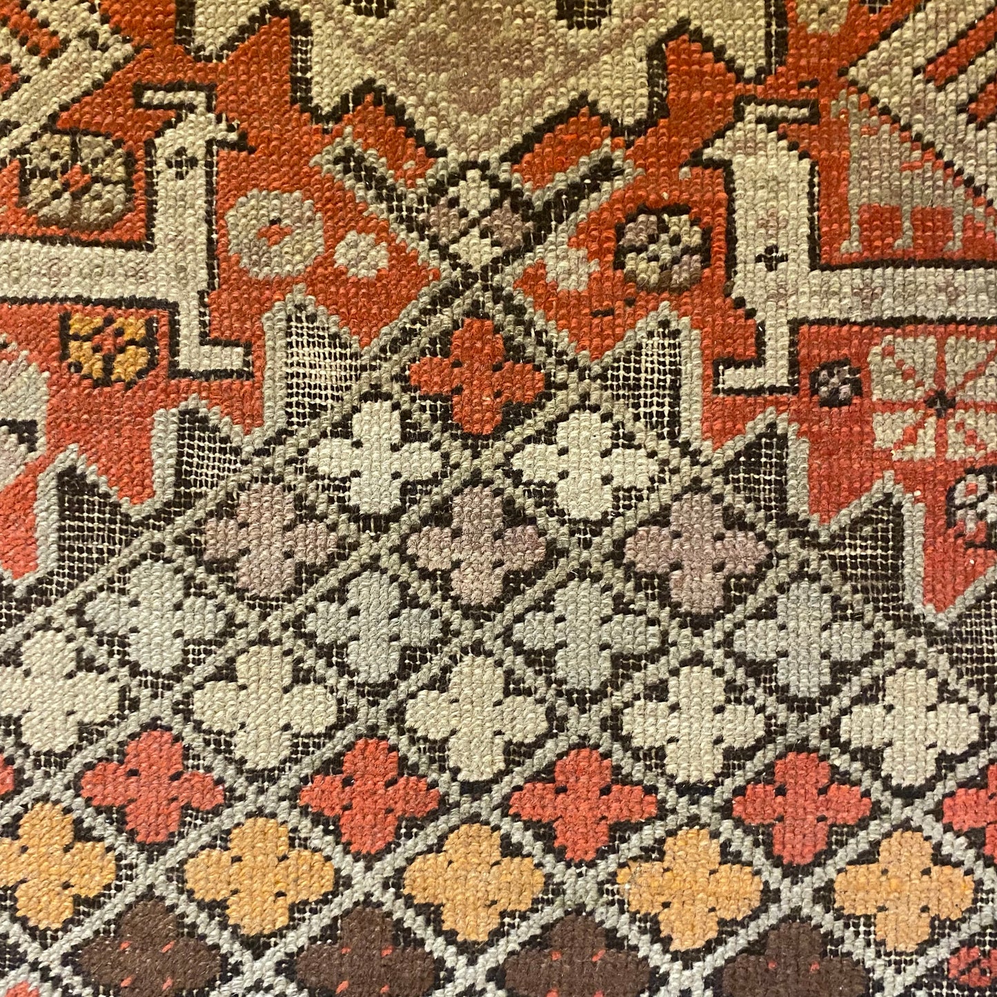 Antique Rug, 3' 4 x 5' 7 Red Orange