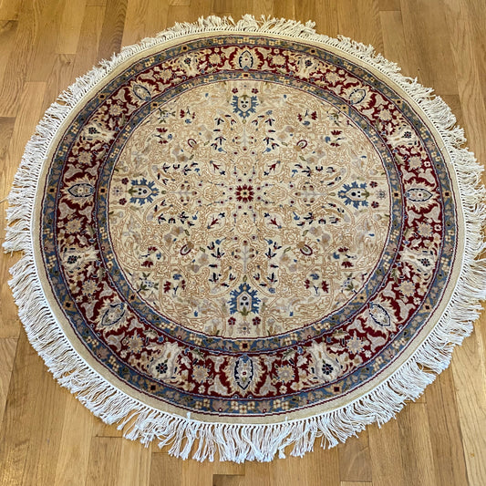 Vintage Rug, 3' 7 x 3' 8 Cream