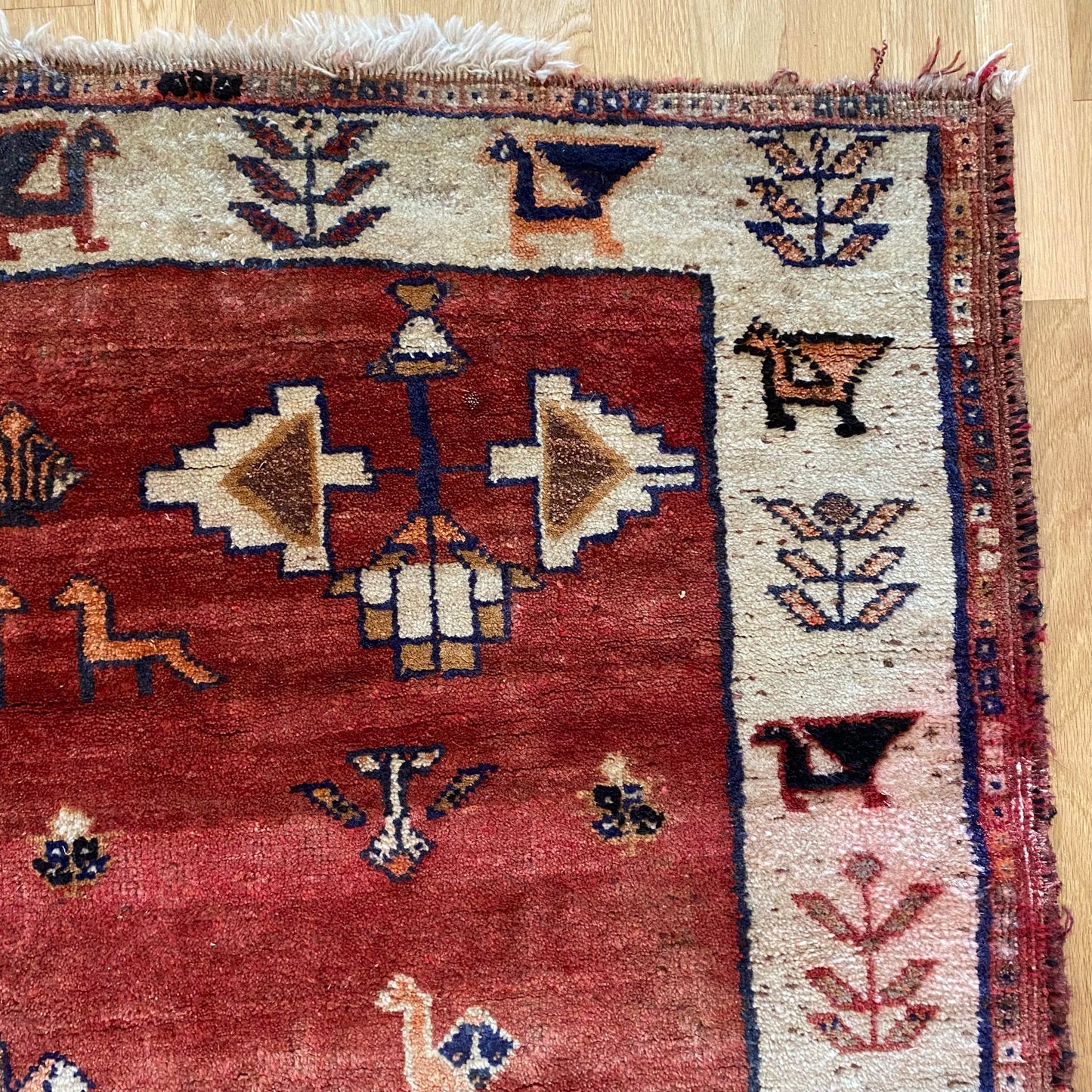 Persian Gabbeh Rug, 3' 10 x 5' 2 Vintage Red Brown - Jessie's Oriental Rugs