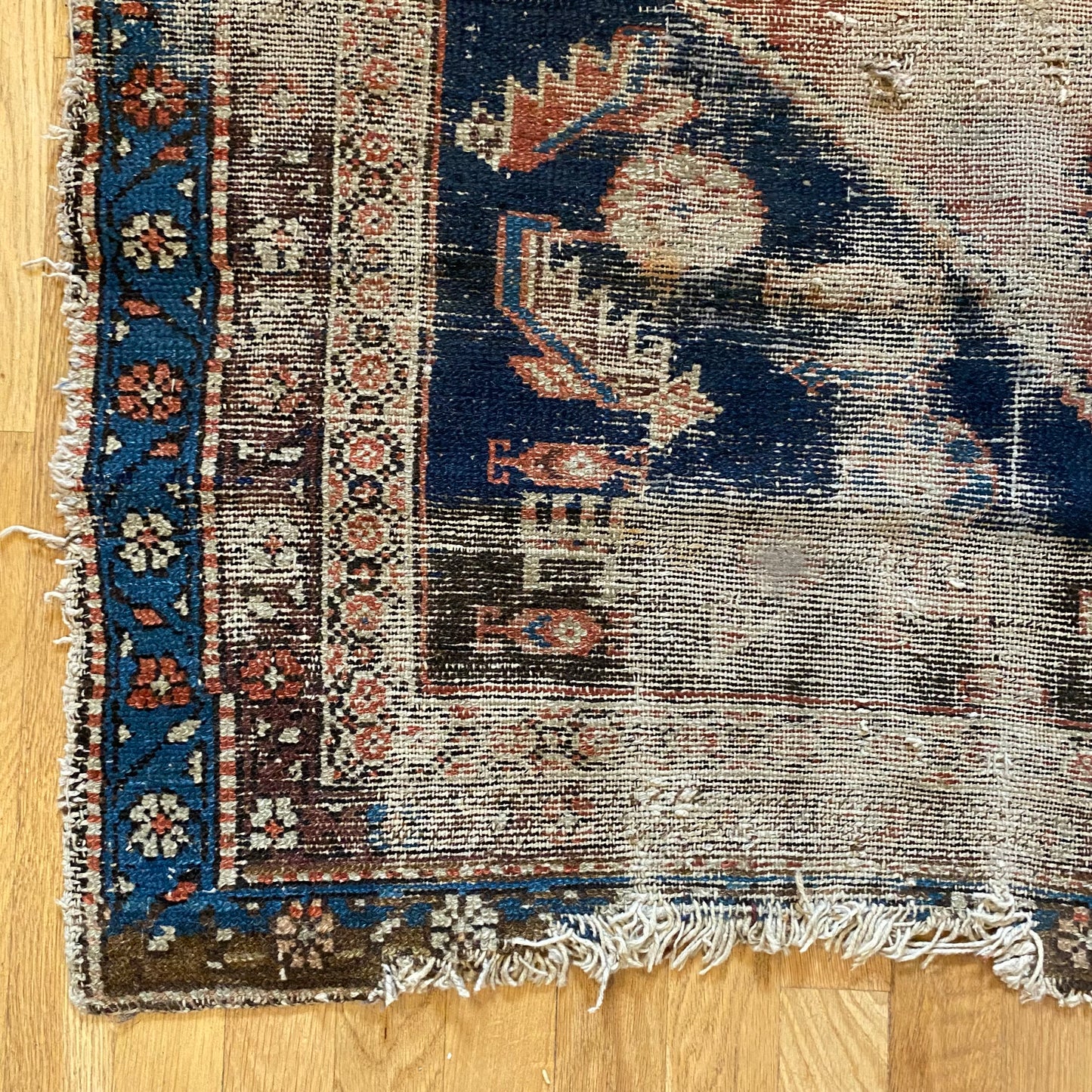 Antique Rug, 4' 1 x 4' 4 Blue