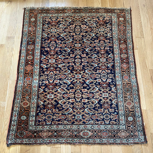 Persian Feraghan Rug, 2' 8 x 3' 2 Navy Vintage