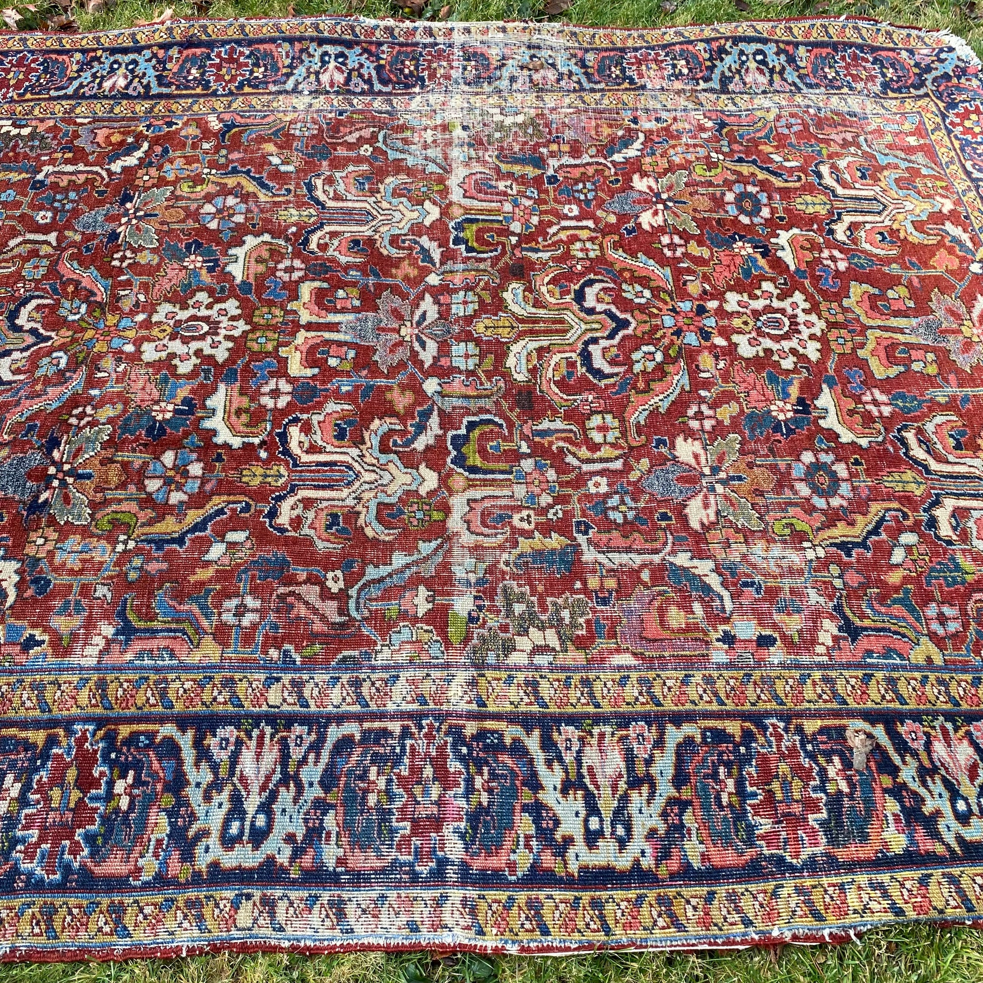 Persian Heriz Rug, 7' 2 x 8' 8 Vintage Red - Jessie's Oriental Rugs