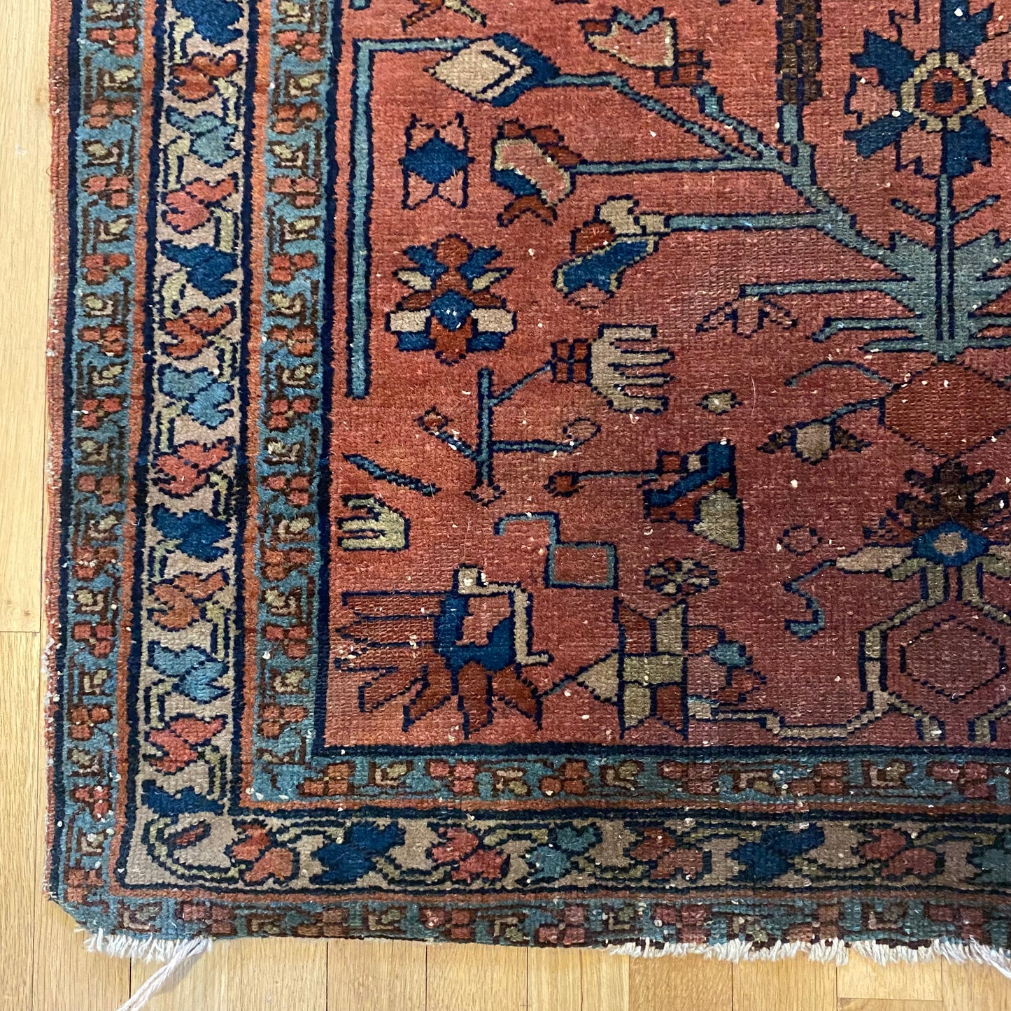 Persian Lilihan Rug, 3' 5 x 5' Vintage Dark Rose - Jessie's Oriental Rugs