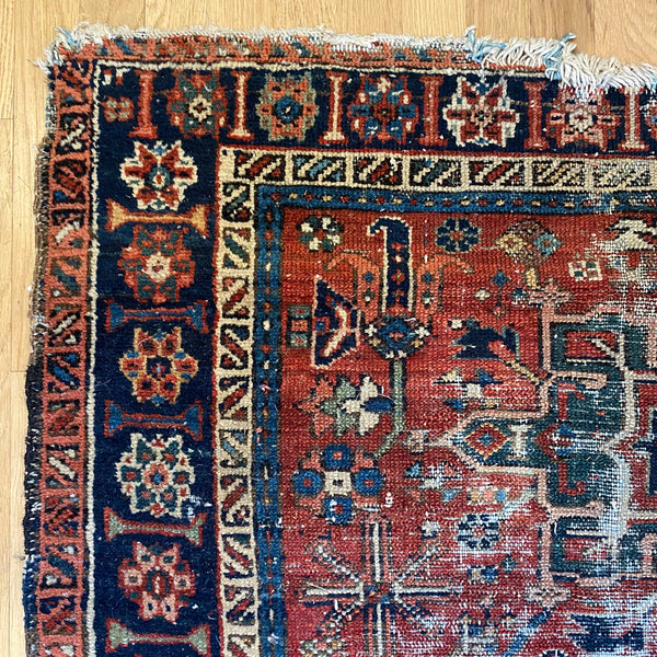 Vintage Rug, 3' 10 x 4' 6 Red Orange