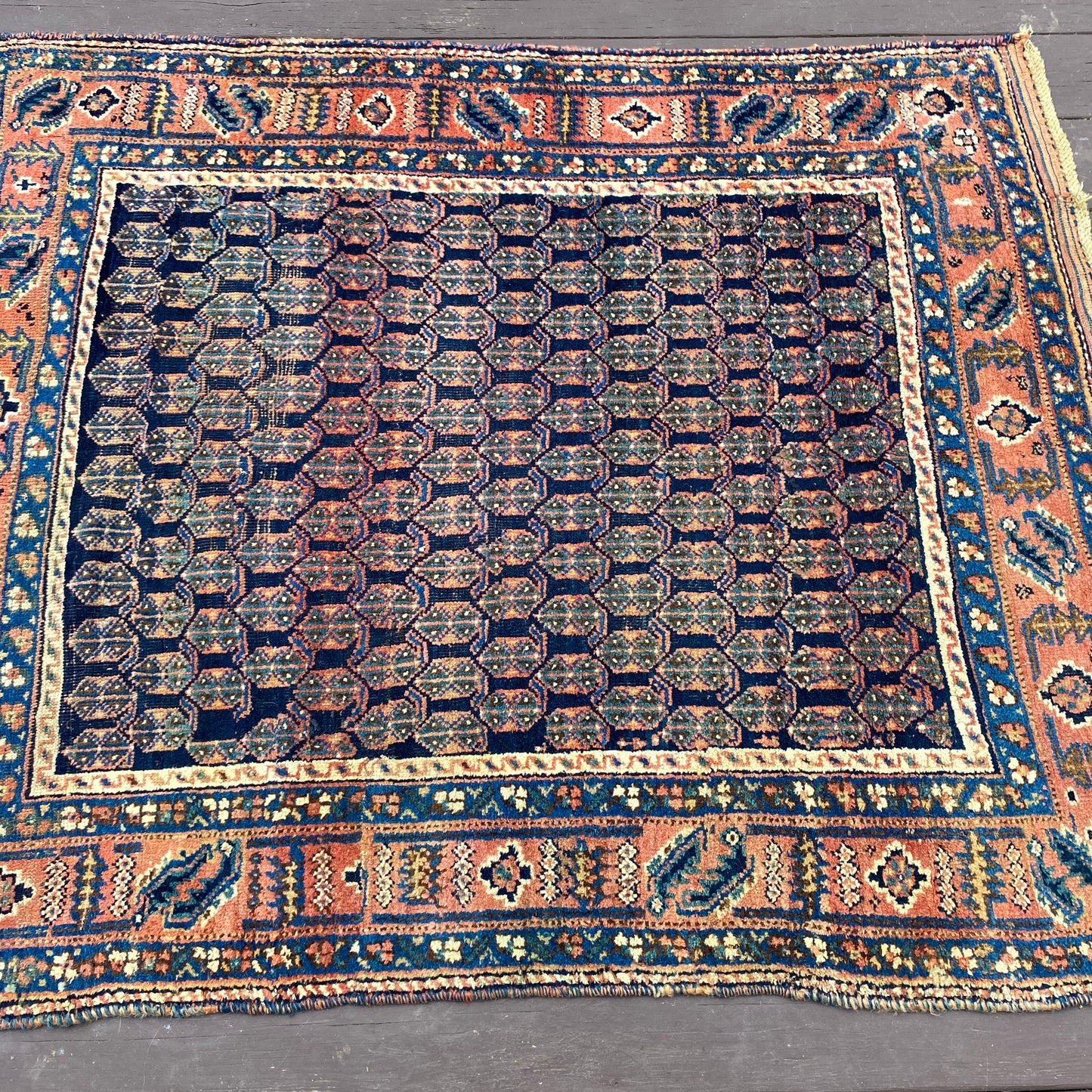 Vintage Rug, 4' x 4' 11 Blue