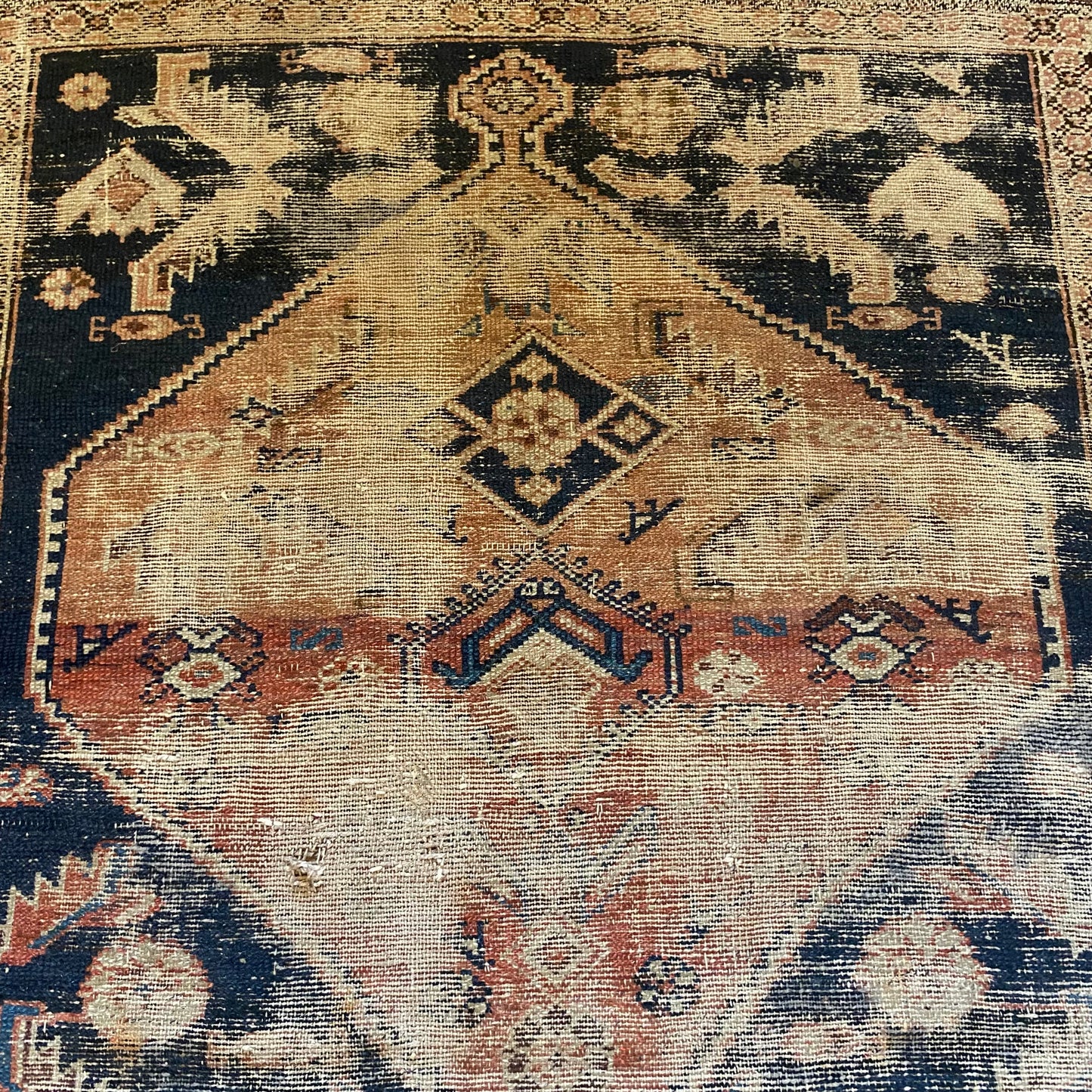 Antique Rug, 4' 1 x 4' 4 Blue