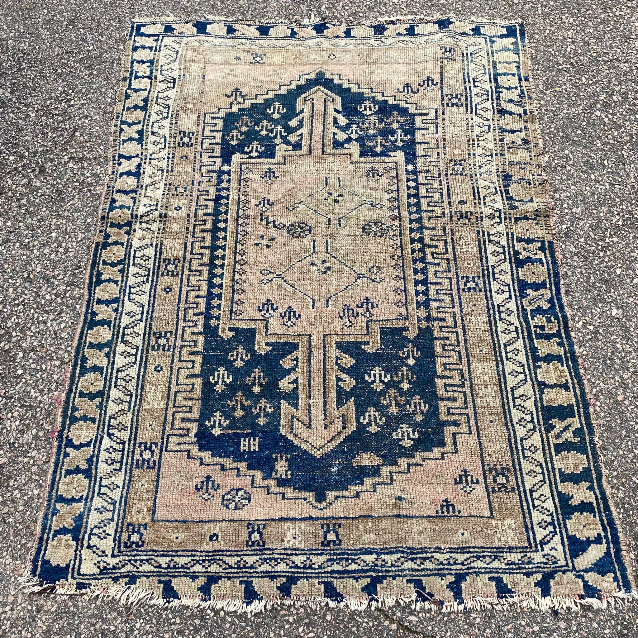 Vintage Rug, 3' 7 x 4' 11 Blue