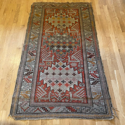 Antique Rug, 3' 4 x 5' 7 Red Orange