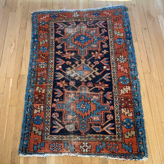 Vintage Rug, 3' x 4' 5 Blue