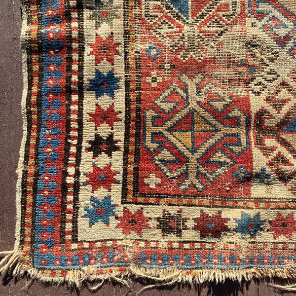 Antique Rug, 3' 5 x 6' 7 Red Brown