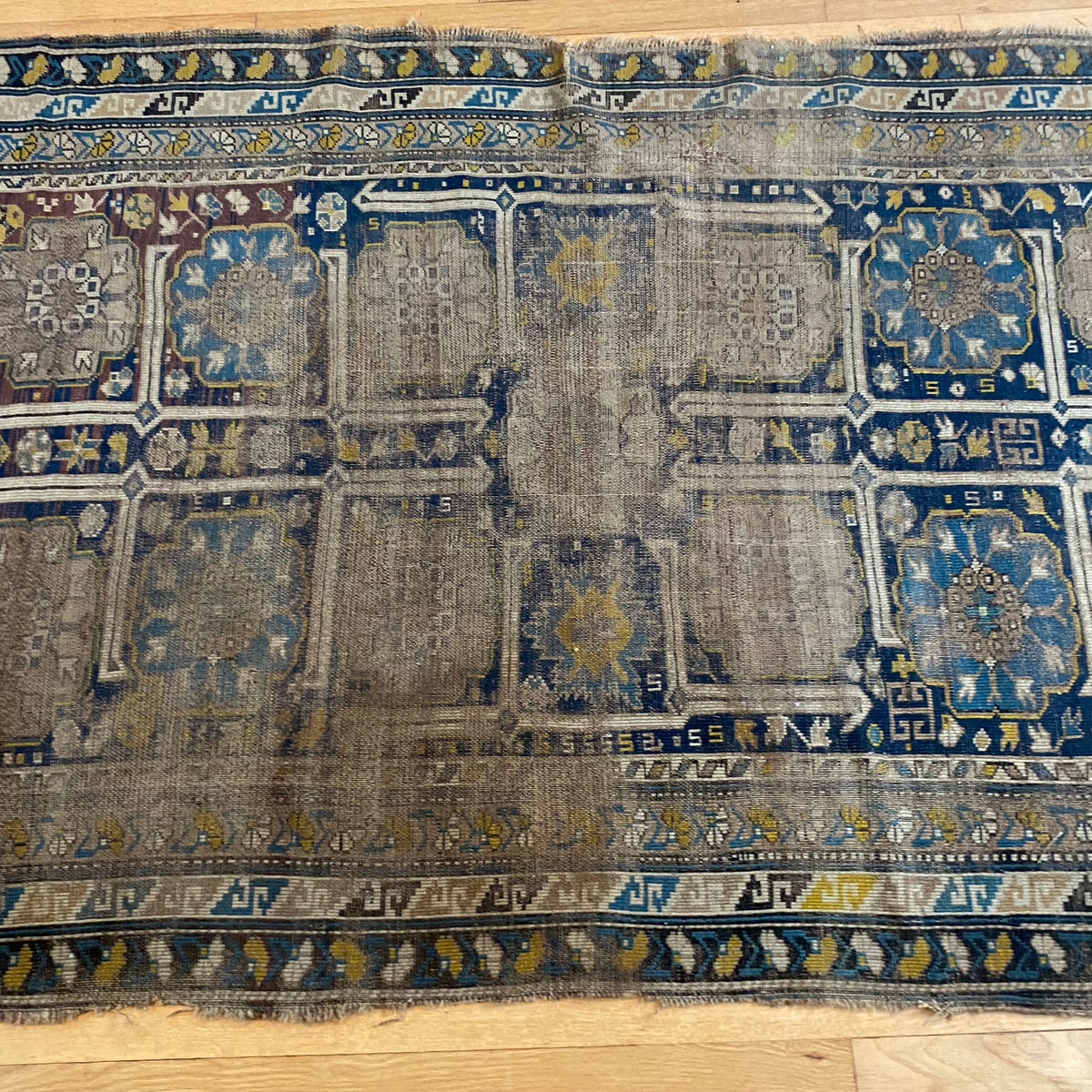 Antique Rug, 3' 9 x 5' 11 Blue Caucasian