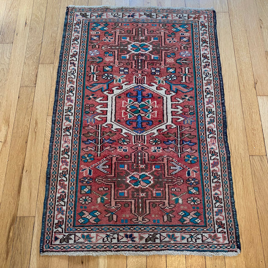 Vintage Rug, 2' x 3' 1 Red