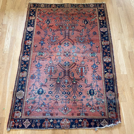 Vintage Rug, 3' 3 x 4' 9 Pink