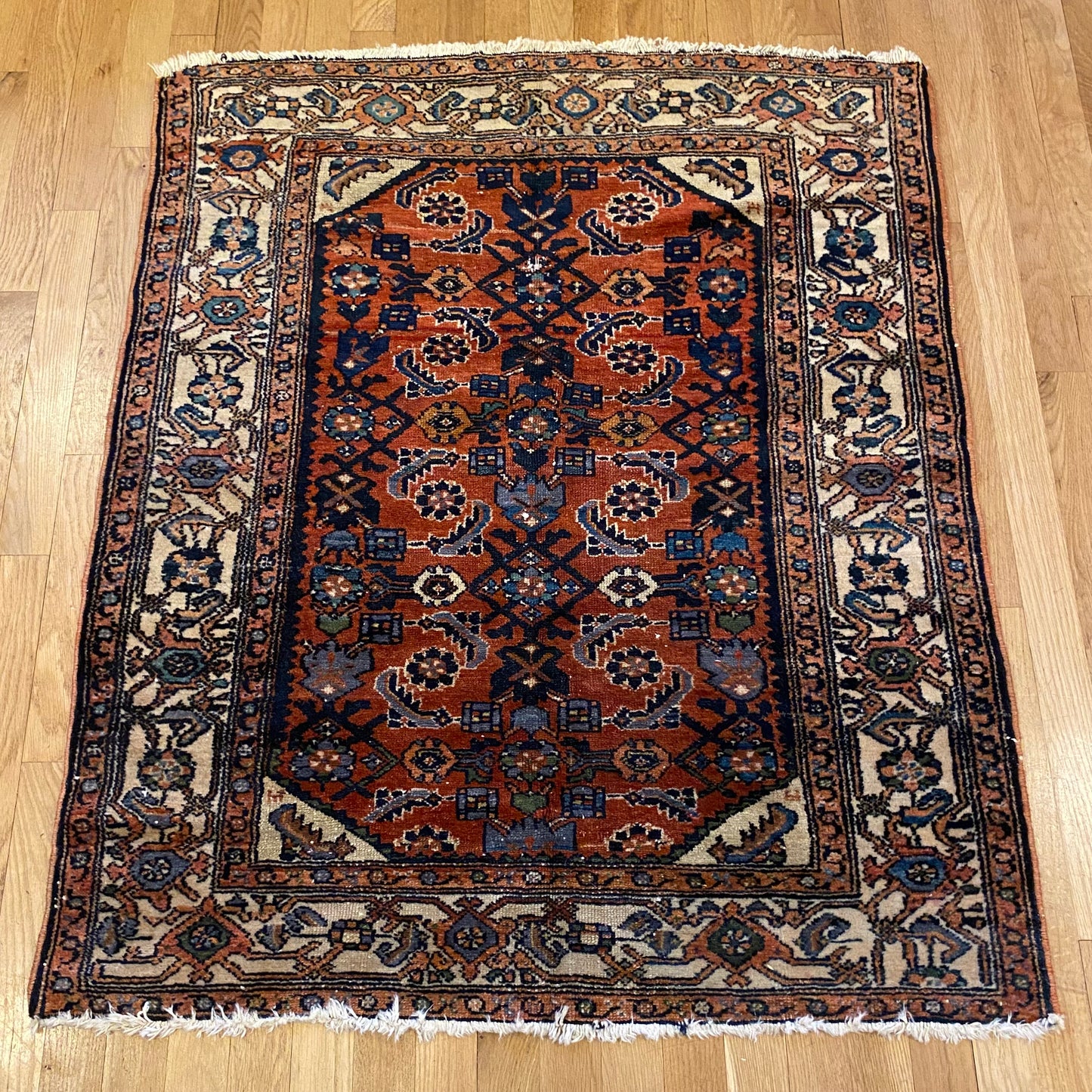 Persian Malayer, 3' 2 x 3' 9 Vintage Red Brown