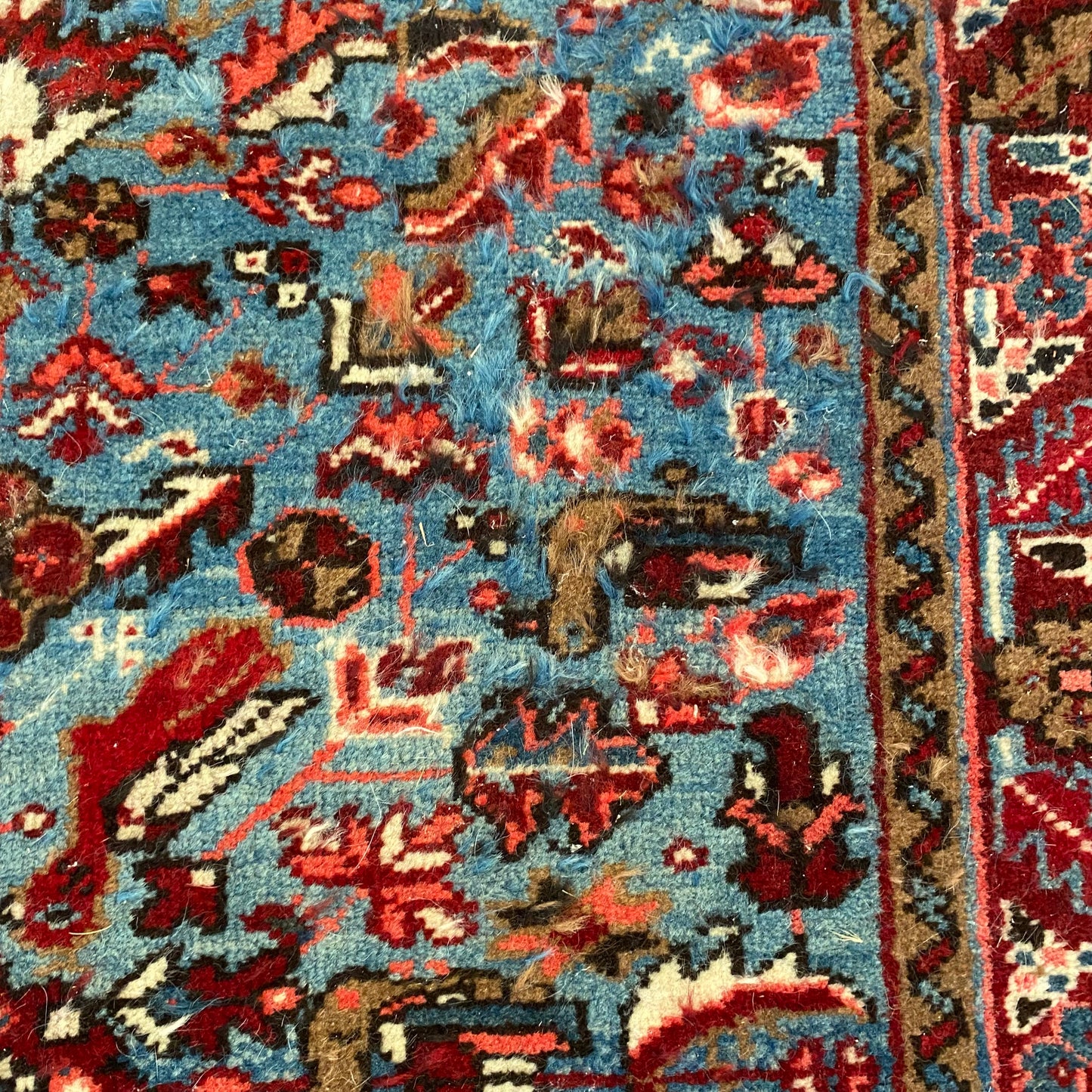 Vintage Rug, 3' 4 x 4' 4 Blue