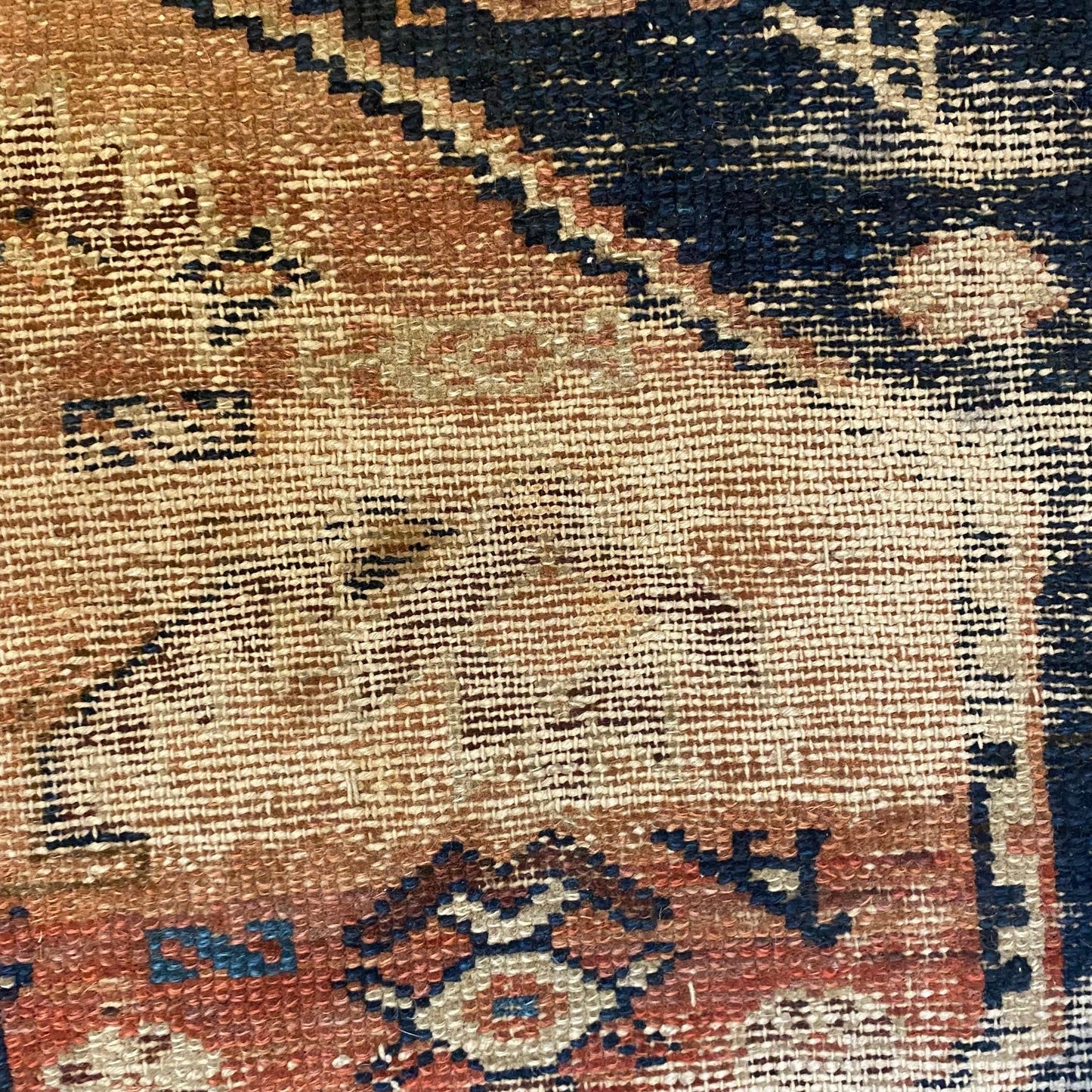 Antique Rug, 4' 1 x 4' 4 Blue