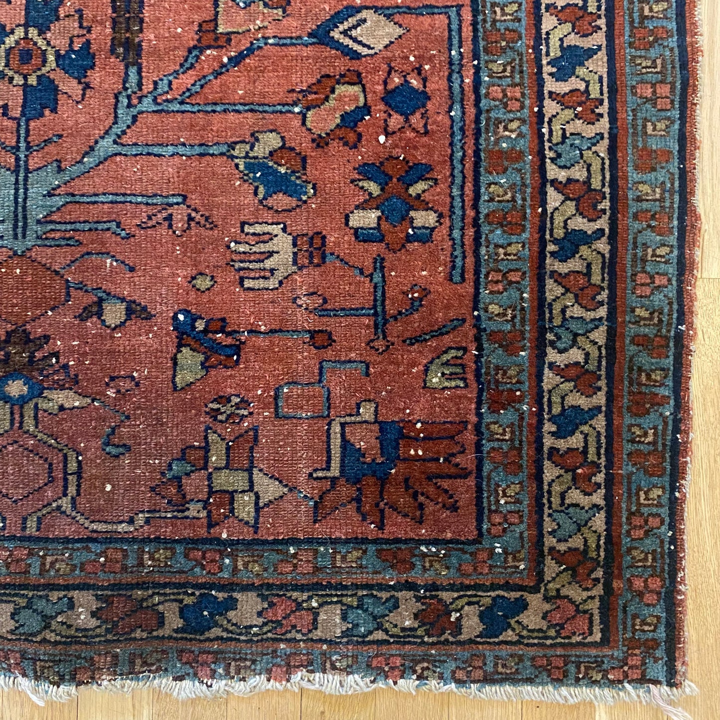 Persian Lilihan Rug, 3' 5 x 5' Vintage Dark Rose - Jessie's Oriental Rugs