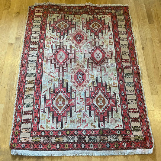 Vintage Rug, 3' 6 x 4' 10 White
