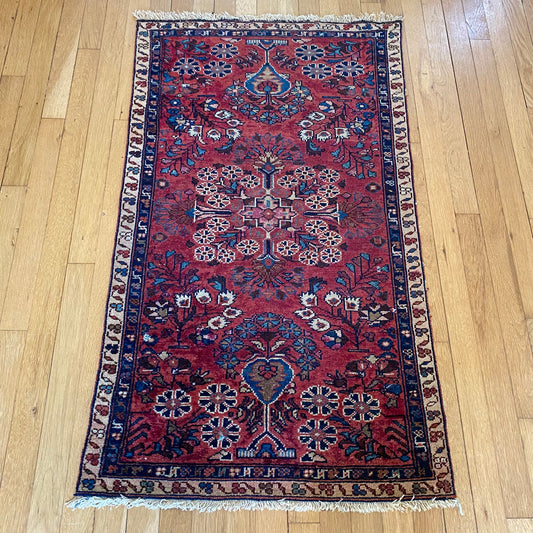 Vintage Rug, 2’ 4 X 4’ 1 Rose Red