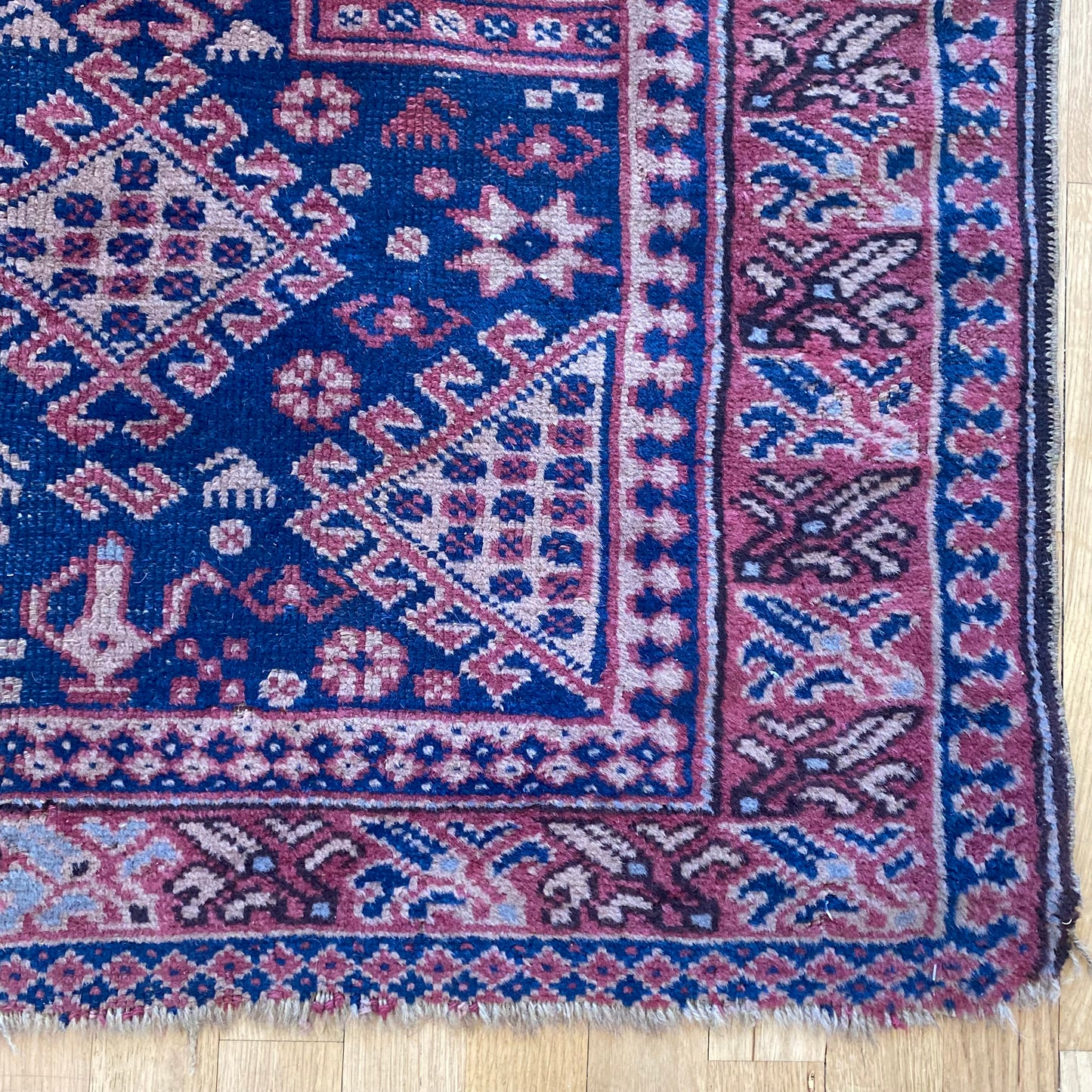 Vintage Rug, 3' x 4' 1 Blue Turkish